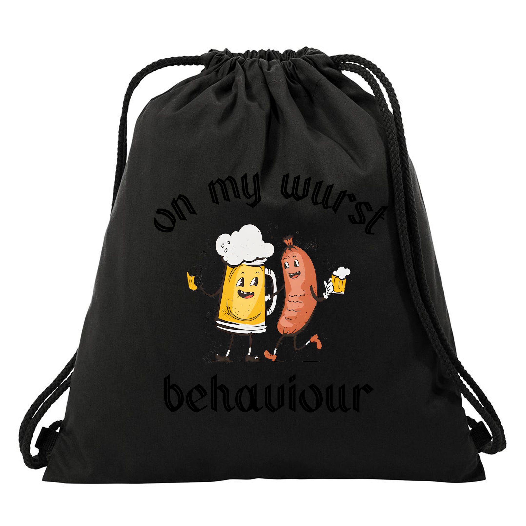 Funny Oktoberfest On My Wurst Behaviour Beer Hot Dog Drinking Team Drawstring Bag