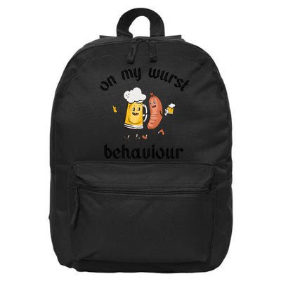 Funny Oktoberfest On My Wurst Behaviour Beer Hot Dog Drinking Team 16 in Basic Backpack