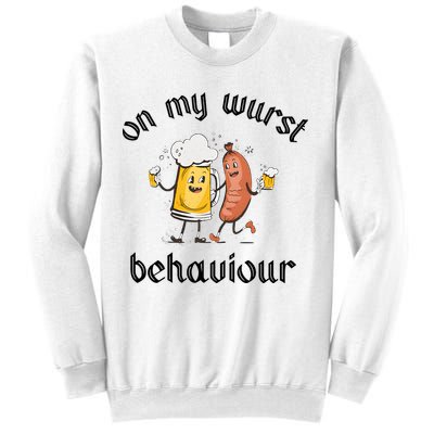 Funny Oktoberfest On My Wurst Behaviour Beer Hot Dog Drinking Team Sweatshirt