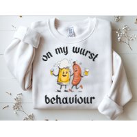 Funny Oktoberfest On My Wurst Behaviour Beer Hot Dog Drinking Team Sweatshirt