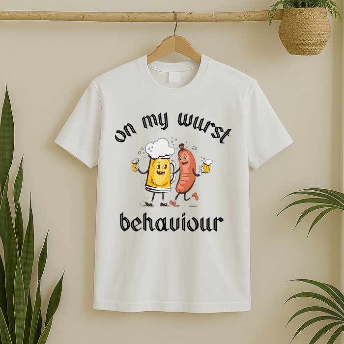 Funny Oktoberfest On My Wurst Behaviour Beer Hot Dog Drinking Team T-Shirt