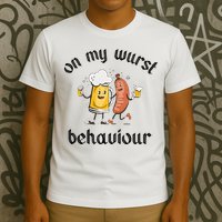 Funny Oktoberfest On My Wurst Behaviour Beer Hot Dog Drinking Team T-Shirt