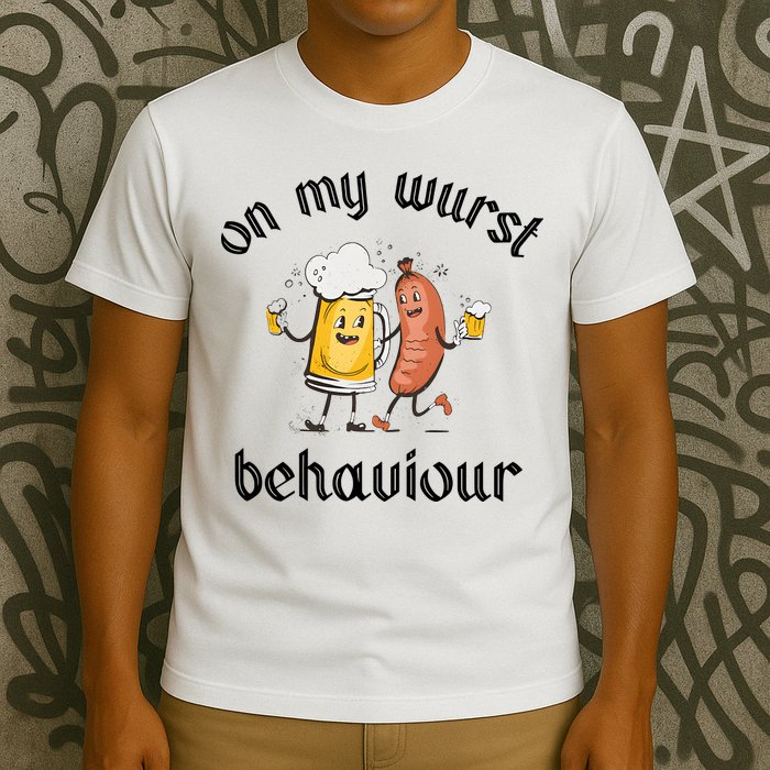 Funny Oktoberfest On My Wurst Behaviour Beer Hot Dog Drinking Team T-Shirt