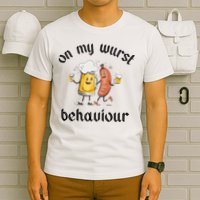Funny Oktoberfest On My Wurst Behaviour Beer Hot Dog Drinking Team T-Shirt