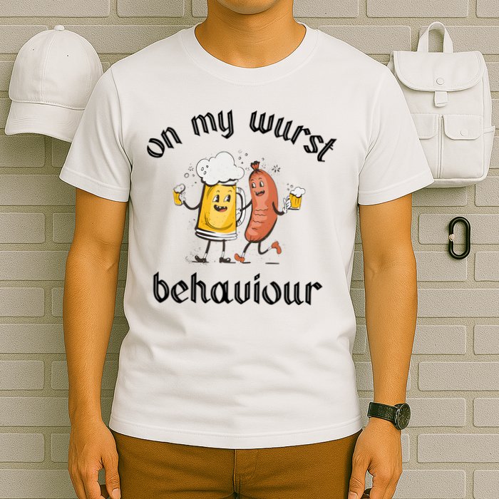Funny Oktoberfest On My Wurst Behaviour Beer Hot Dog Drinking Team T-Shirt