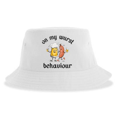 Funny Oktoberfest On My Wurst Behaviour Beer Hot Dog Drinking Team Sustainable Bucket Hat