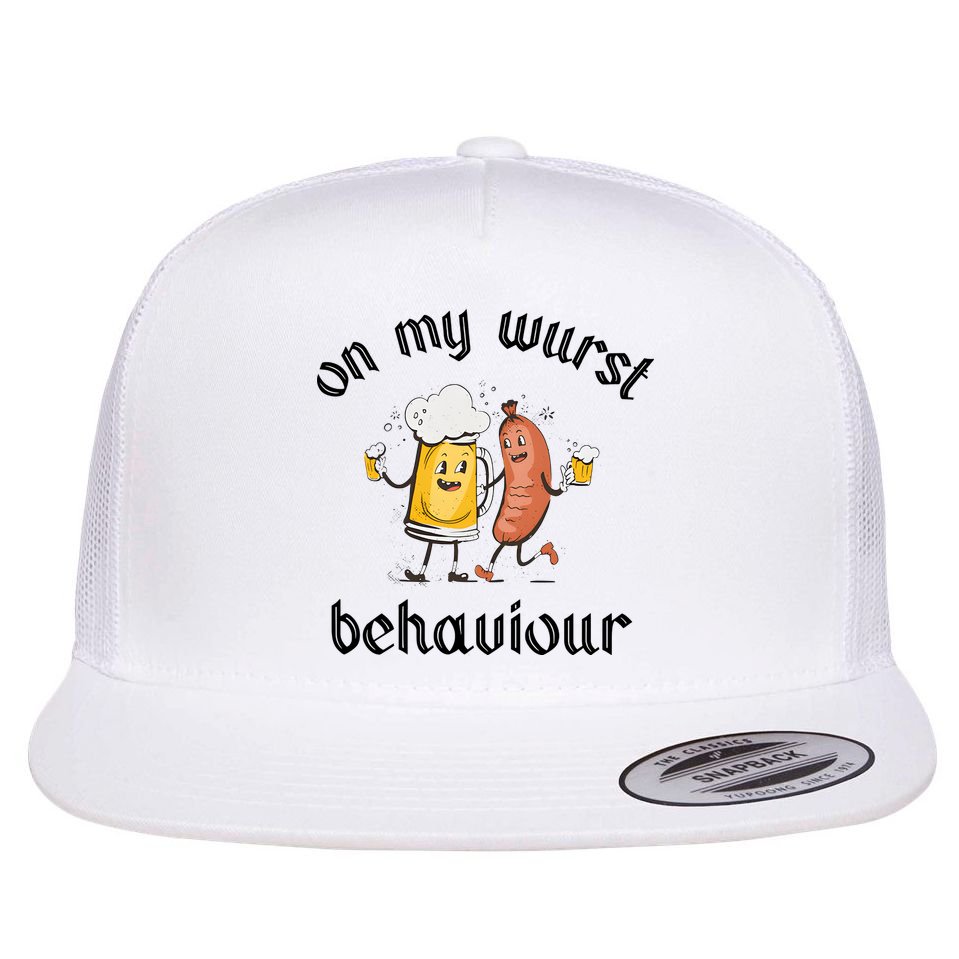 Funny Oktoberfest On My Wurst Behaviour Beer Hot Dog Drinking Team Flat Bill Trucker Hat