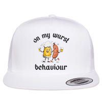 Funny Oktoberfest On My Wurst Behaviour Beer Hot Dog Drinking Team Flat Bill Trucker Hat