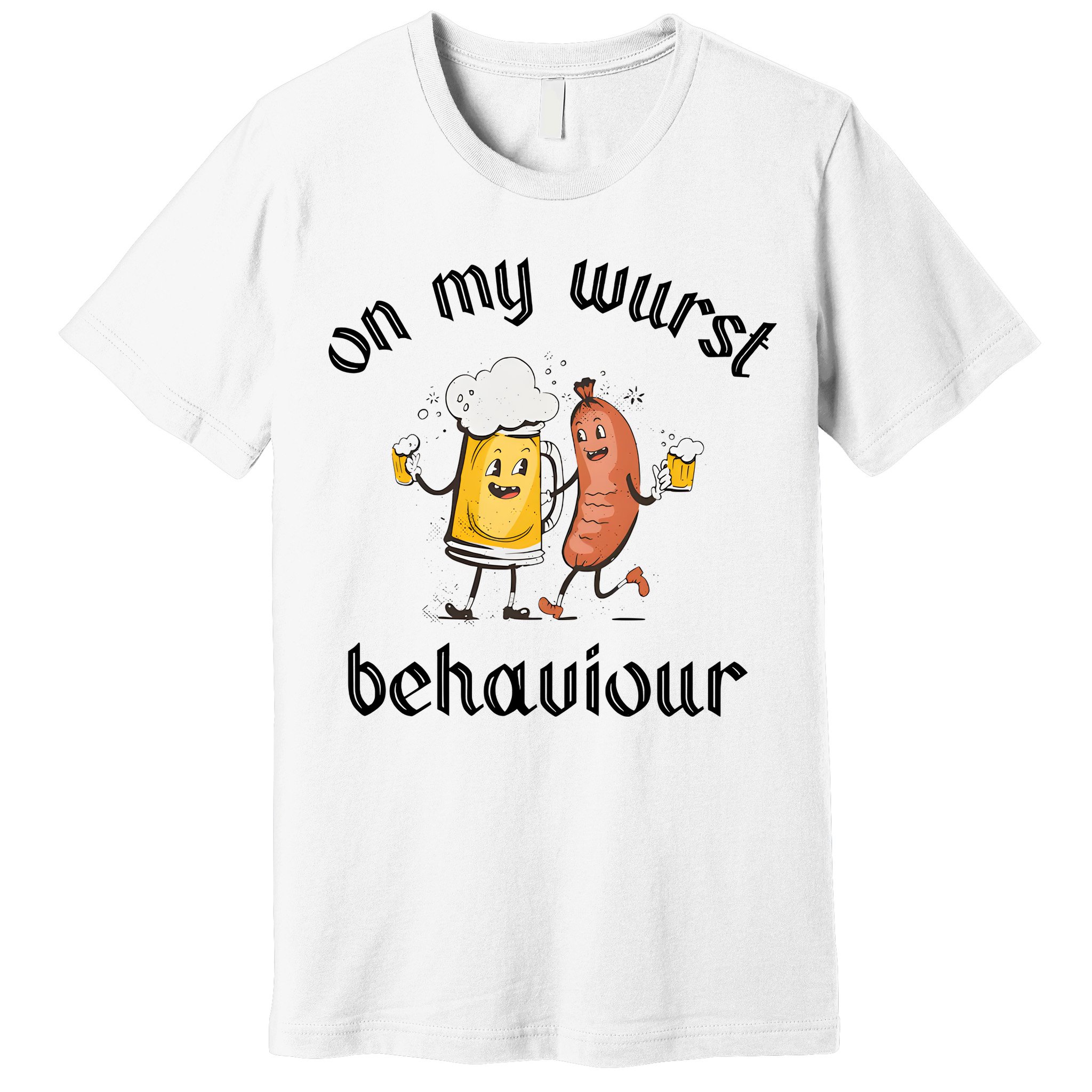 Funny Oktoberfest On My Wurst Behaviour Beer Hot Dog Drinking Team Premium T-Shirt