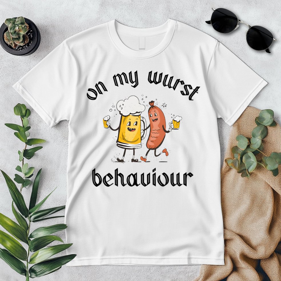 Funny Oktoberfest On My Wurst Behaviour Beer Hot Dog Drinking Team Premium T-Shirt
