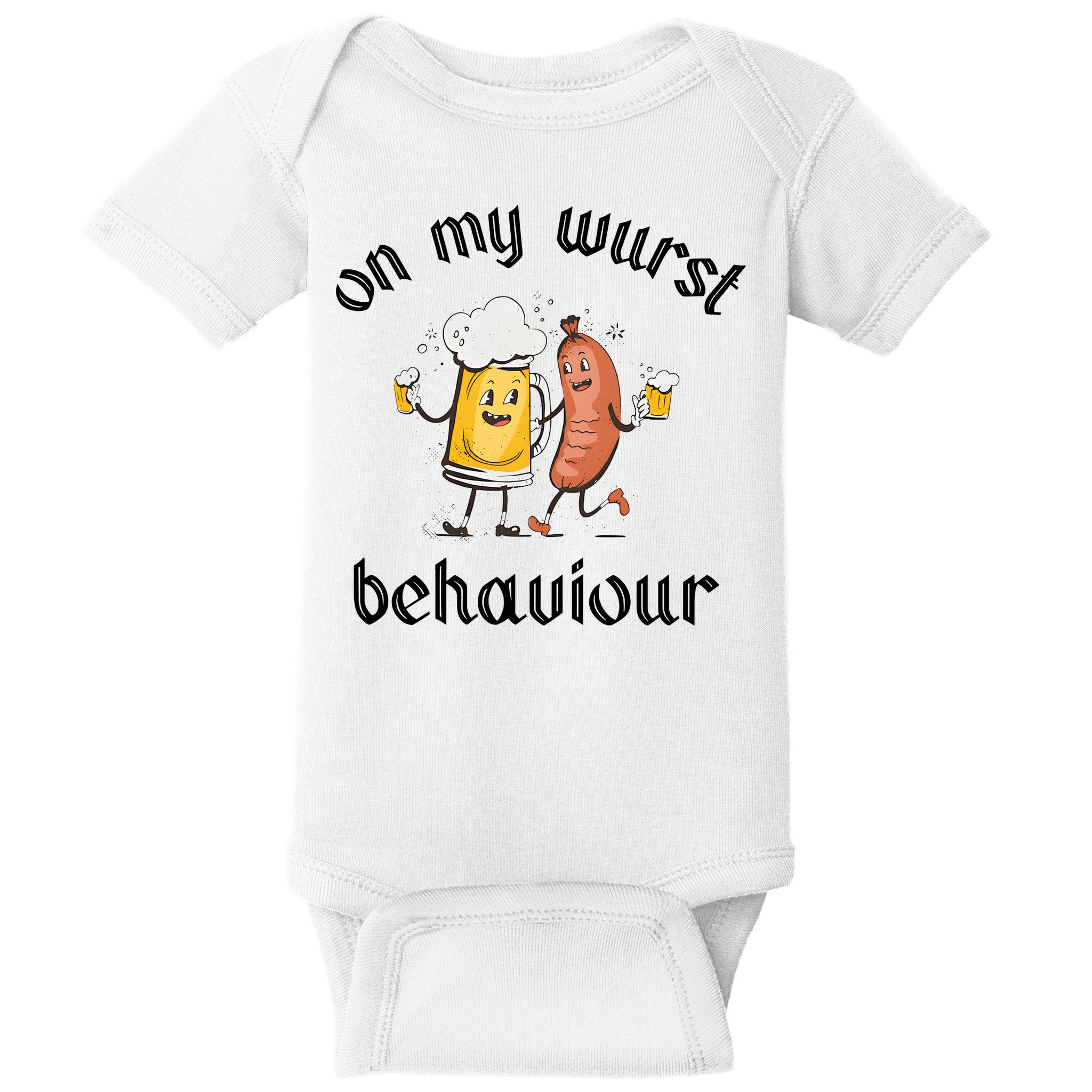Funny Oktoberfest On My Wurst Behaviour Beer Hot Dog Drinking Team Baby Bodysuit