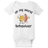 Funny Oktoberfest On My Wurst Behaviour Beer Hot Dog Drinking Team Baby Bodysuit
