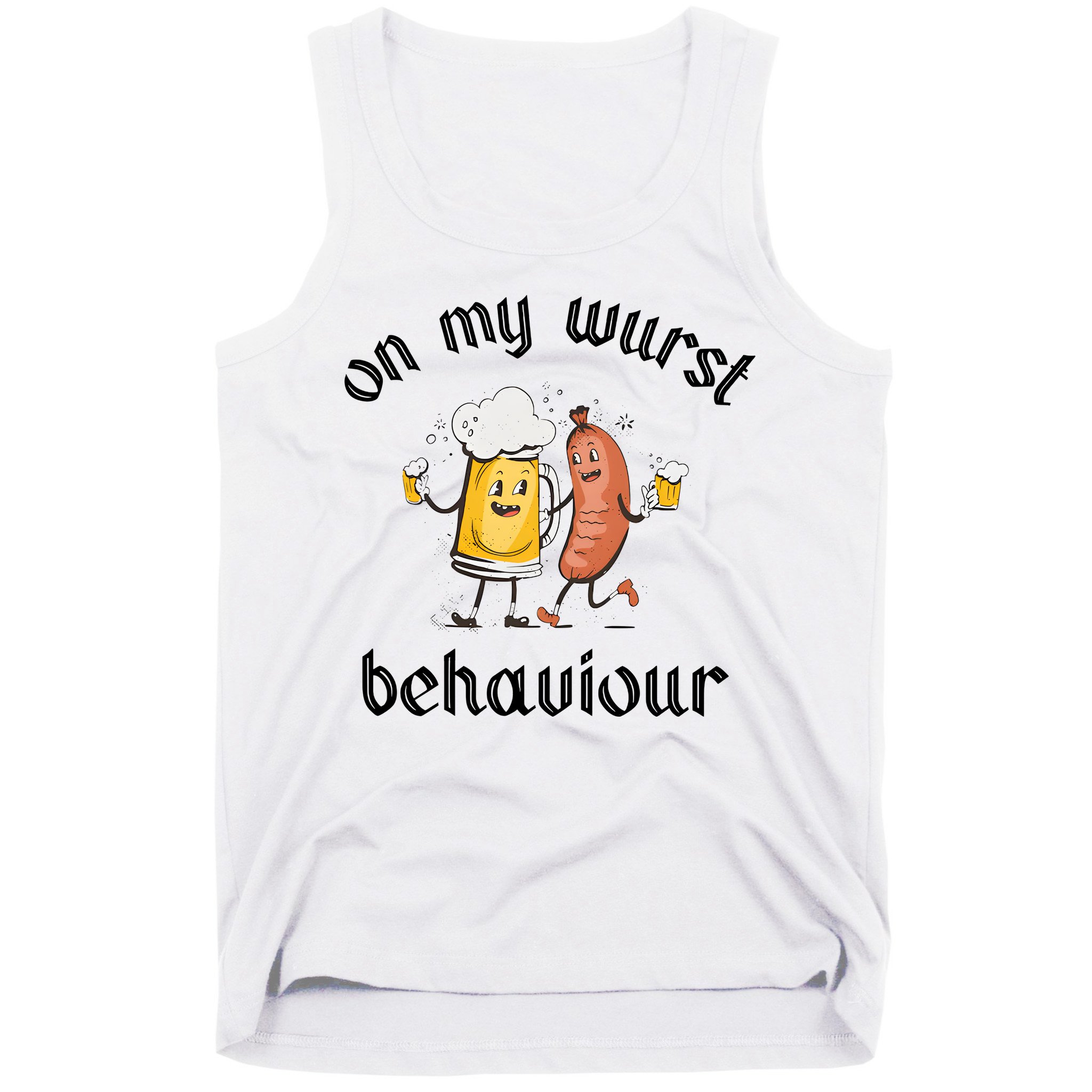 Funny Oktoberfest On My Wurst Behaviour Beer Hot Dog Drinking Team Tank Top
