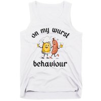 Funny Oktoberfest On My Wurst Behaviour Beer Hot Dog Drinking Team Tank Top