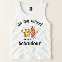 Funny Oktoberfest On My Wurst Behaviour Beer Hot Dog Drinking Team Tank Top