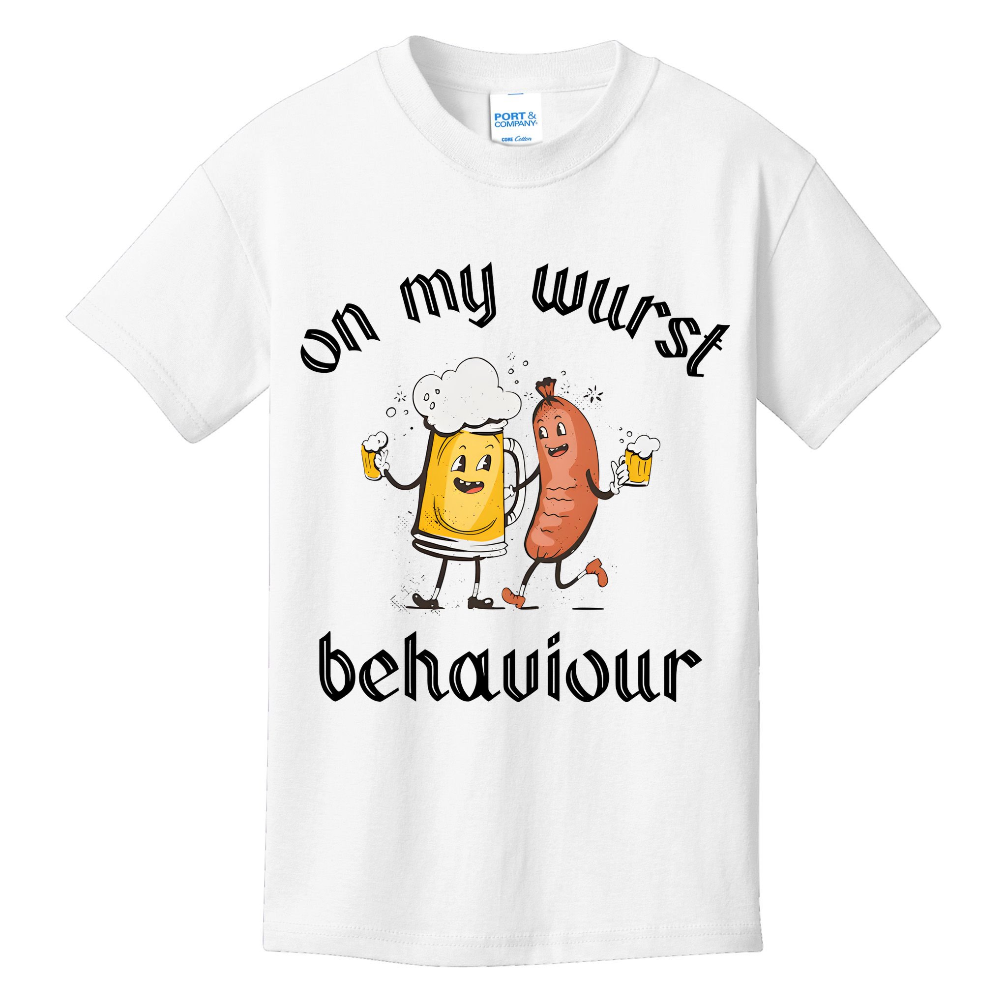 Funny Oktoberfest On My Wurst Behaviour Beer Hot Dog Drinking Team Kids T-Shirt