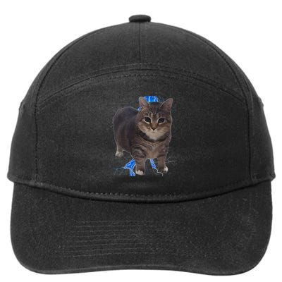 Funny Oiia Oiia Spinning Cat Meme Cat Brainrot 7-Panel Snapback Hat