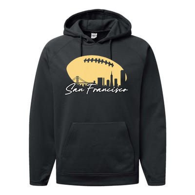 Football Outline Of Your City San Fran Performance Fleece Hoodie