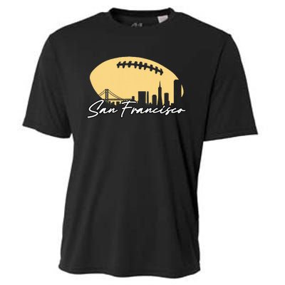 Football Outline Of Your City San Fran Cooling Performance Crew T-Shirt