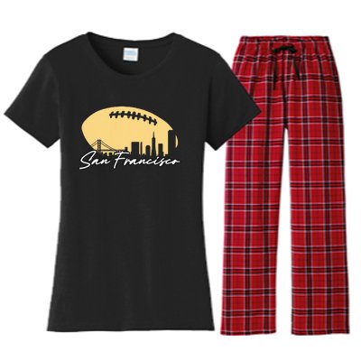 Football Outline Of Your City San Fran Women's Flannel Pajama Set