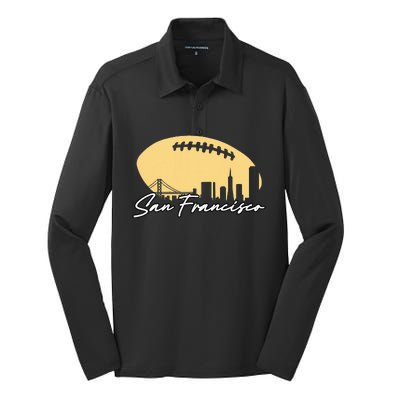 Football Outline Of Your City San Fran Silk Touch Performance Long Sleeve Polo