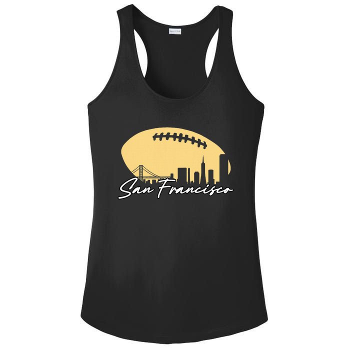 Football Outline Of Your City San Fran Ladies PosiCharge Competitor Racerback Tank