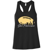 Football Outline Of Your City San Fran Women's Racerback Tank