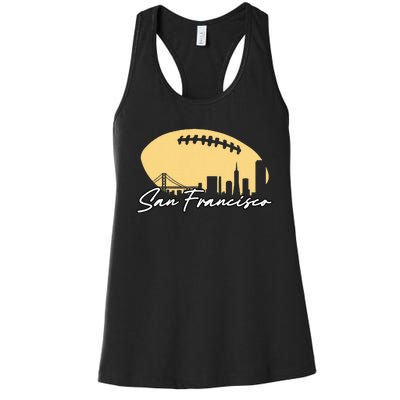 Football Outline Of Your City San Fran Women's Racerback Tank