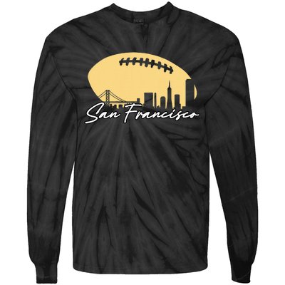 Football Outline Of Your City San Fran Tie-Dye Long Sleeve Shirt