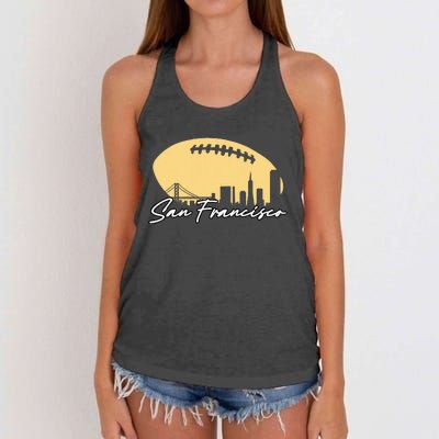 Football Outline Of Your City San Fran Women's Knotted Racerback Tank