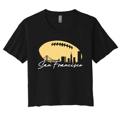 Football Outline Of Your City San Fran Women's Crop Top Tee