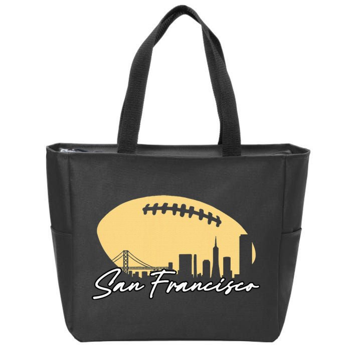 Football Outline Of Your City San Fran Zip Tote Bag