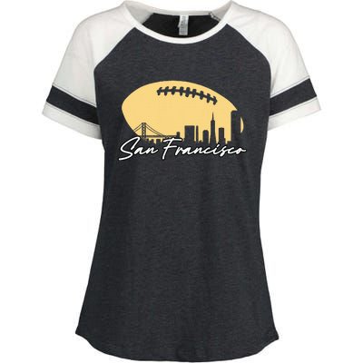 Football Outline Of Your City San Fran Enza Ladies Jersey Colorblock Tee