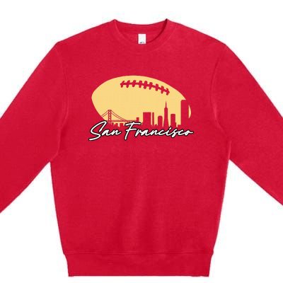 Football Outline Of Your City San Fran Premium Crewneck Sweatshirt