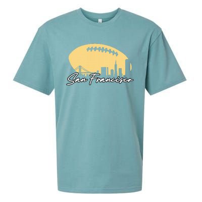 Football Outline Of Your City San Fran Sueded Cloud Jersey T-Shirt