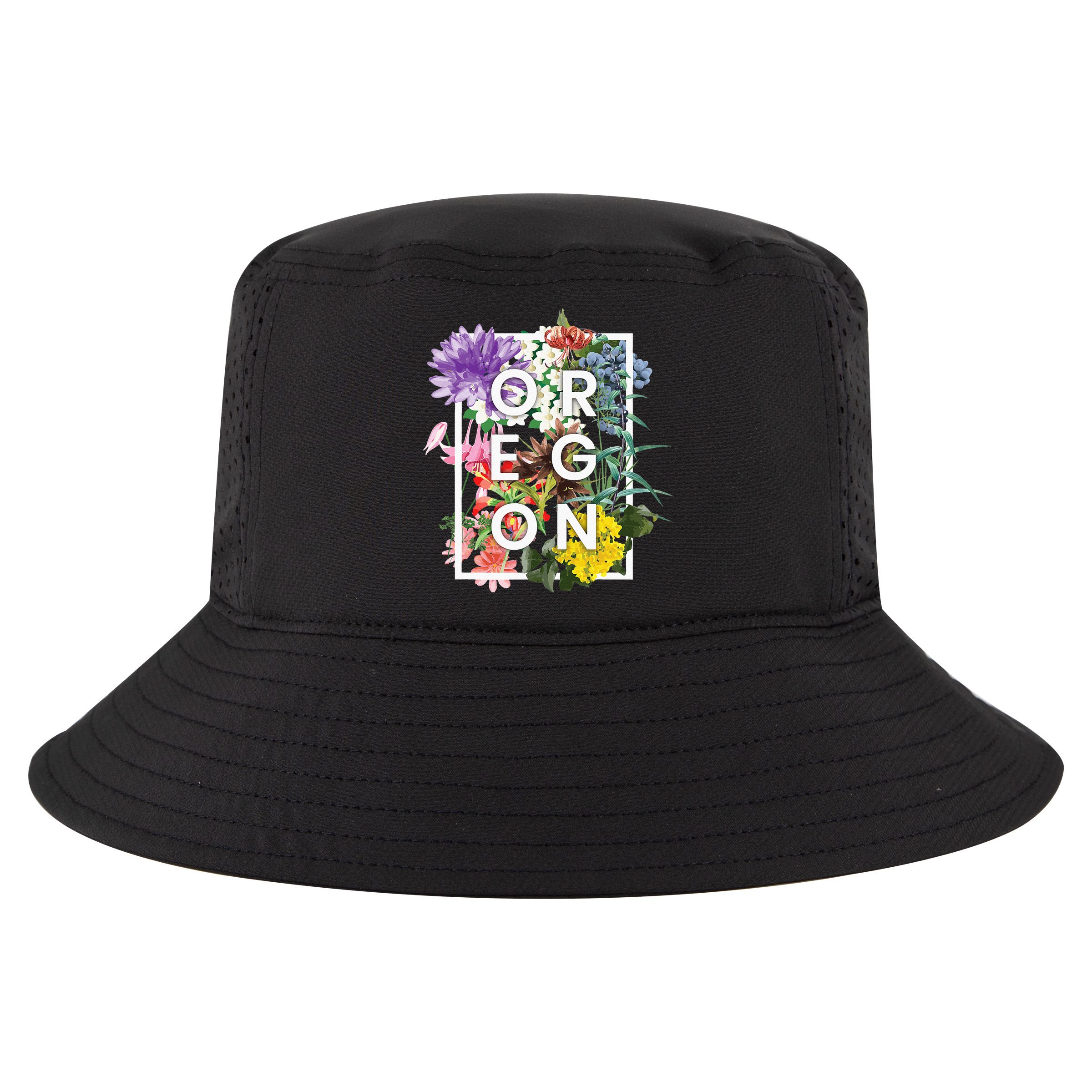 Flowers Of Oregon Word Art Oregonian Pride Cool Comfort Performance Bucket Hat