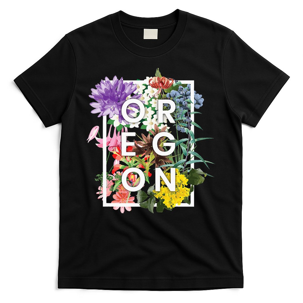 Flowers Of Oregon Word Art Oregonian Pride T-Shirt