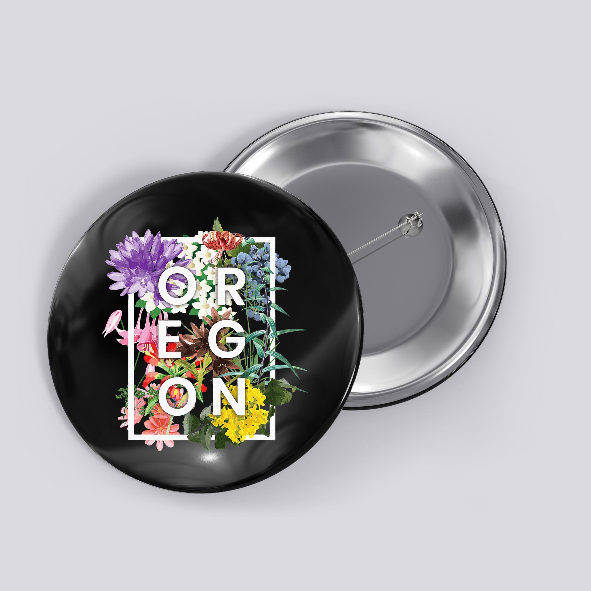 Flowers Of Oregon Word Art Oregonian Pride Button