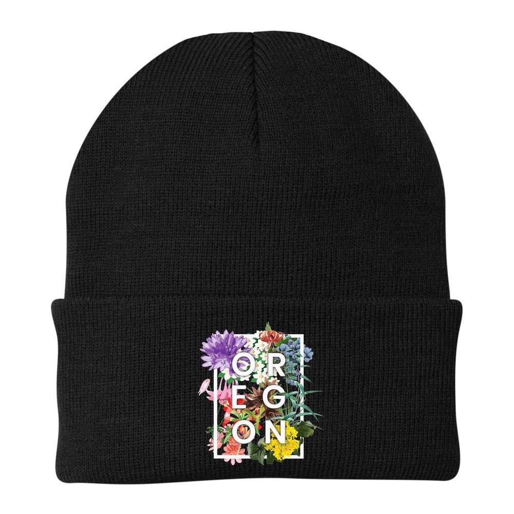 Flowers Of Oregon Word Art Oregonian Pride Beanie