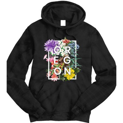 Flowers Of Oregon Word Art Oregonian Pride Tie Dye Hoodie