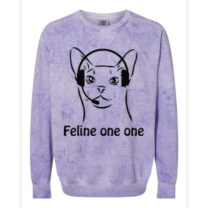 Feline One One Funny 911 Dispatcher Cat Lover Saying Colorblast Crewneck Sweatshirt