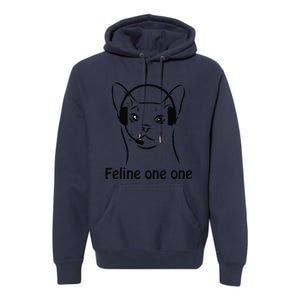 Feline One One Funny 911 Dispatcher Cat Lover Saying Premium Hoodie