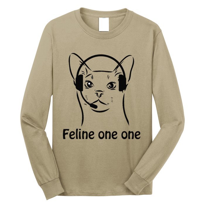 Feline One One Funny 911 Dispatcher Cat Lover Saying Long Sleeve Shirt