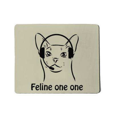 Feline One One Funny 911 Dispatcher Cat Lover Saying Mousepad