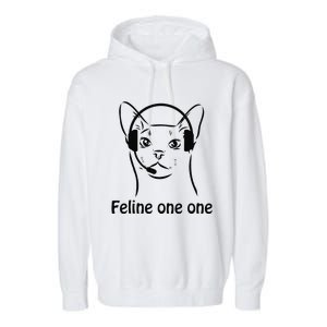 Feline One One Funny 911 Dispatcher Cat Lover Saying Garment-Dyed Fleece Hoodie