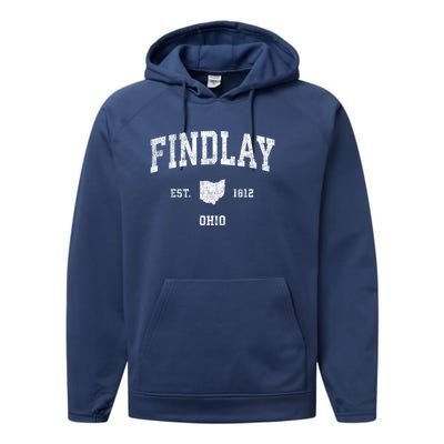 Findlay Ohio Oh Vintage Established Sports Design Performance Fleece Hoodie