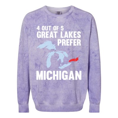 Four Out of Five Great Lakes Prefer Michigan Tee Colorblast Crewneck Sweatshirt