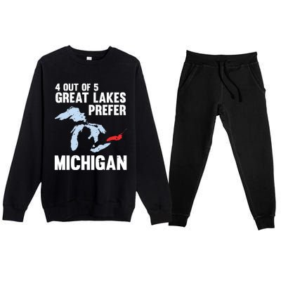 Four Out of Five Great Lakes Prefer Michigan Tee Premium Crewneck Sweatsuit Set