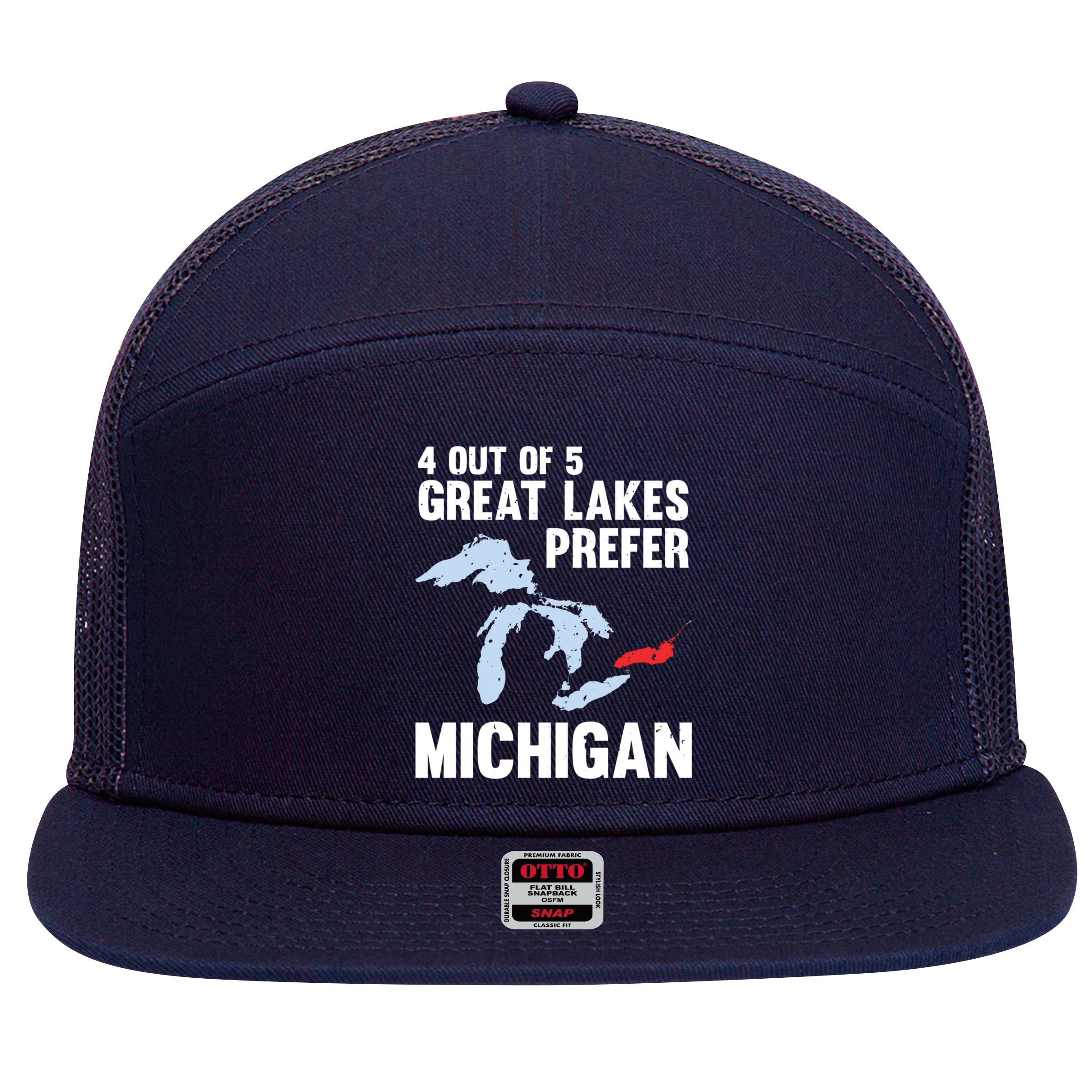 Four Out of Five Great Lakes Prefer Michigan Tee 7 Panel Mesh Trucker Snapback Hat