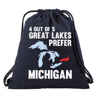 Four Out of Five Great Lakes Prefer Michigan Tee Drawstring Bag